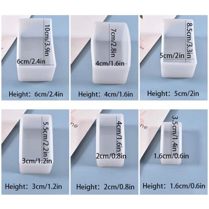 SONSMER Lot de 3 moules carrés et rectangulaires en résine de silicone pour fabrication artisanale de moules en résine époxy