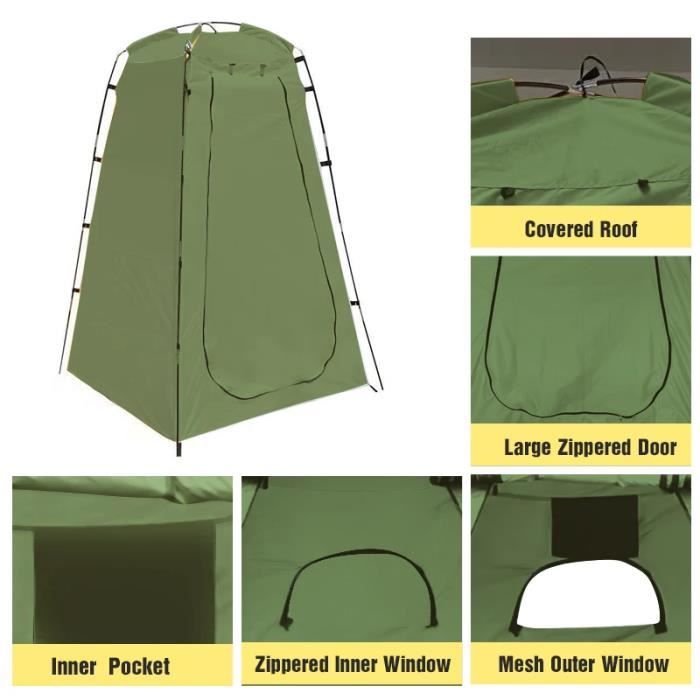 Tente Pop-up Intime HTTMT – Pour Camping, Douche, WC – 1 Personne – Vert