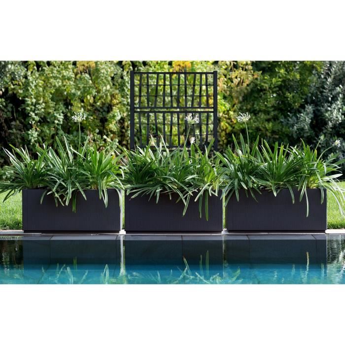Sicignano - Jardinière Rectangulaire En Plastique 80 Cm Avec Dessous De Plantes, Pour L'extérieur, Pour Plantes Et Fleurs, Résistant Aux Rayons UV, Jardin Terrasse, Fabriqué En Italie (2, Blanc