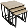 Laizere° Lot de 3 Table basses gigogne - Table d'Appoint Bout Canapé Chevet - Pied en métal noir - Style industriel (35-40-45 cm)-2