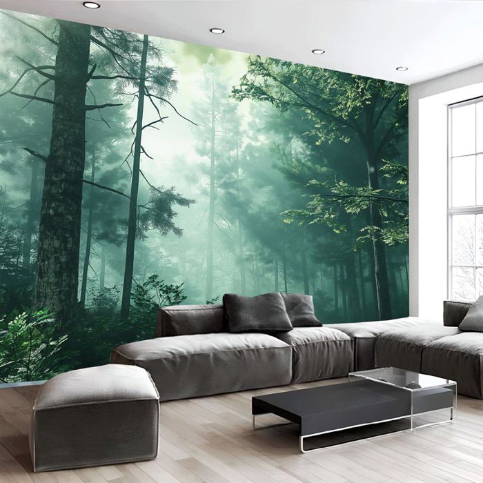 Wallpaper Papier Peint Panoramique Forêt Brumeuse 350x256cm Poster ...