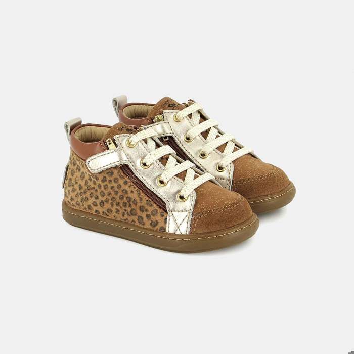 Baskets bébé fille Shoo Pom Bouba bi zip goat leopard Camel