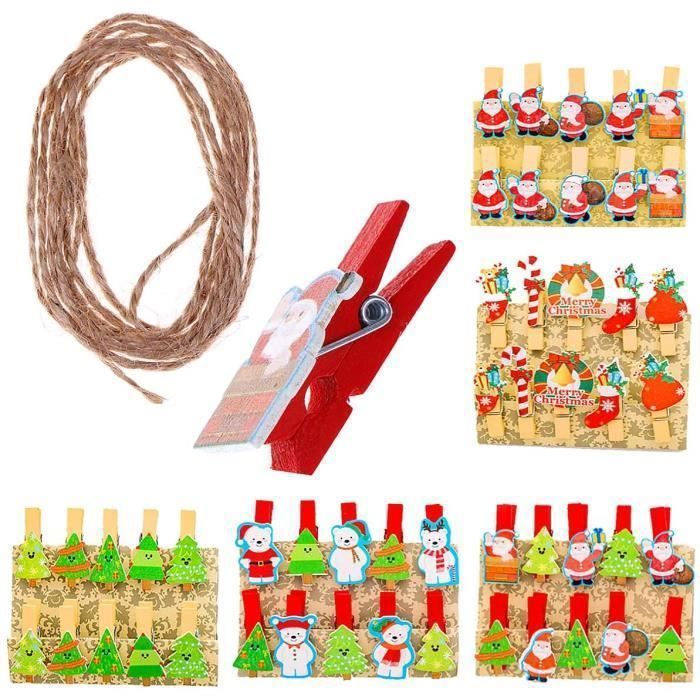 200 Mini Pinces à Linge En Bois 3,5 Cm + 30 M Ficelle Jute - Pour Photos, Déco, DIY, Calendrier De L'Avent - Naturel Et Solide