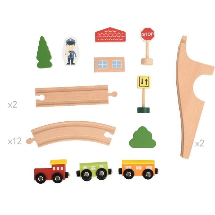 69pcs Jeu de rails en bois petit train assemblé jouet en bois - Cdiscount  Jeux - Jouets