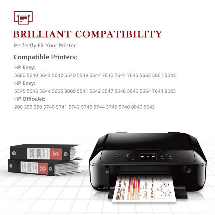 Cartouches d'encre compatibles HP 62 XL pour imprimantes HP Envy 5540 5542  5544