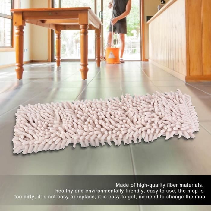 Tampons Réutilisables Pour Vadrouille Plate - Tissu Chenille épais - Lavable En Machine - Pour Nettoyage Humide Ou Sec - Couleur Crème