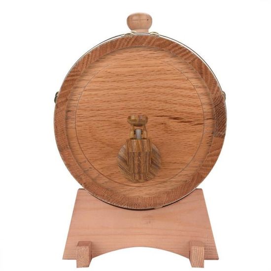 Tonneau De Vin En Bois 3L Avec Support Et Robinet - Pour Spiritueux Et Vin