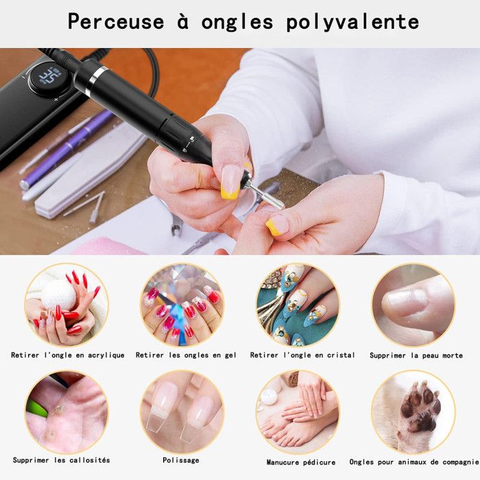 Ponceuse à Ongles Pro - 35000 RPM, 6 Embouts, écran LED - Neuve, Non Utilisée