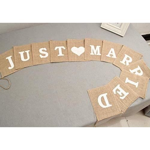 2 PCS Mariage Décorations À Thème JUST MARRIED Banderole - Banniere