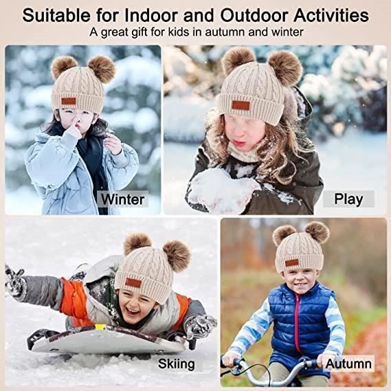 Bonnet tricoté d'hiver pour enfants, gants d'hiver pour enfants, 3 pièces pour  enfants doublure épaisse d'hiver (3-5 ans,Kaki) - Cdiscount Prêt-à-Porter