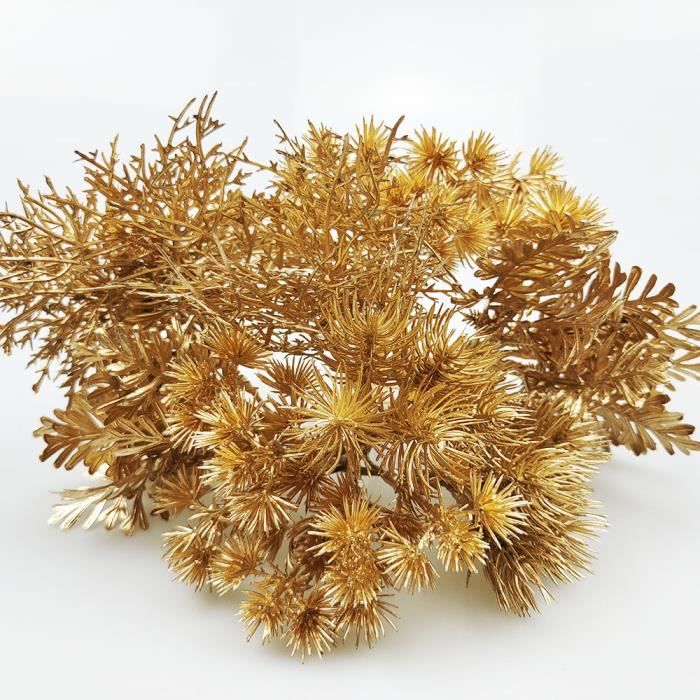 Lot De 6 Fleurs Artificielles Dorées Pour Sapin De Noël - Décorations Légères En Plastique - 14x14 Cm
