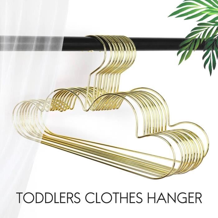 10 Cintres Métal Anti-dérapants Pour Enfants - Forme Nuage Doré - Pour Robe, Chemise, Veste