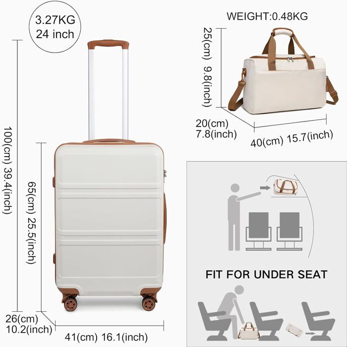 Set De Valises Ascona 5 Pièces – Hardcase Vert – Valise à Roulettes + Sac