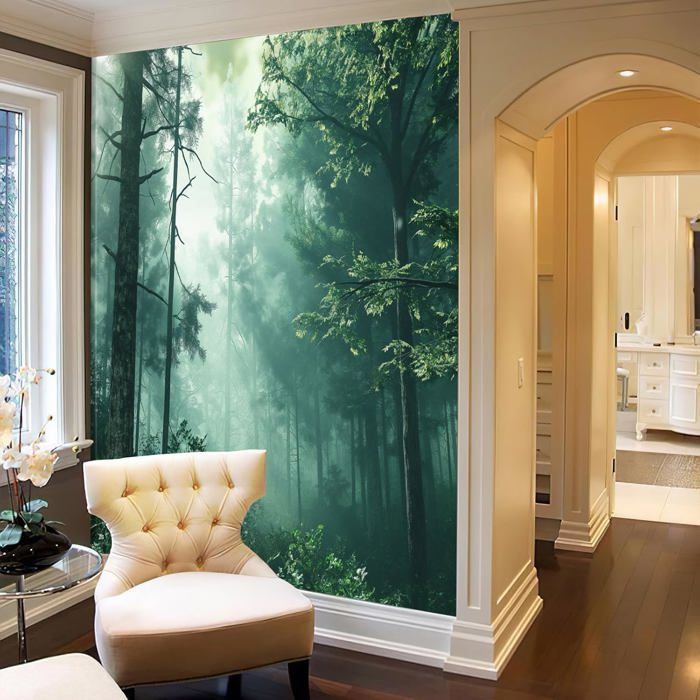 Wallpaper Papier Peint Panoramique Forêt Brumeuse 350x256cm Poster ...