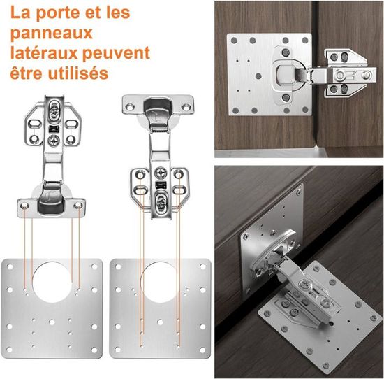 12 PCS plaque reparation charniere porte, kit de réparation charnière