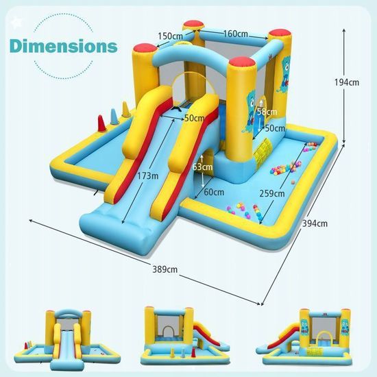 Château Gonflable 6 en 1 avec Toboggans et Piscine - Ciel & terre Commerce