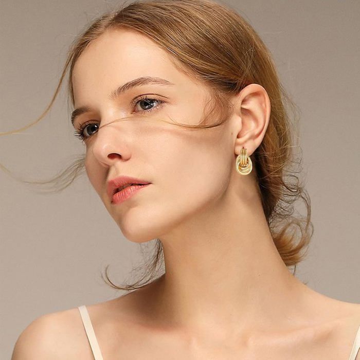 Boucles d'oreille clou 8mm Acier Inoxydable 304 Doré 18K