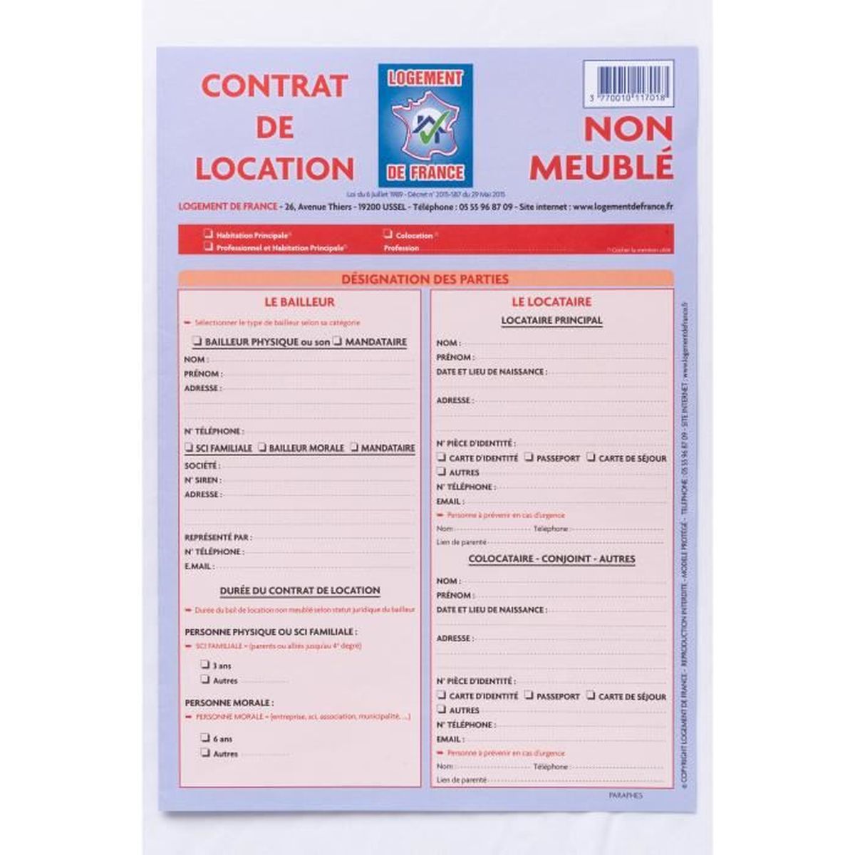 Contrat De Location Non Meuble Acte Cautionnement Inclus Livraison Offerte Cdiscount Beaux Arts Et Loisirs Creatifs