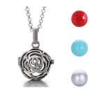 DIAVOLINO Bola de Grossesse, Motif rose , Sautoir Chaîne Doré avec 3 couleur de grelot ( Rouge-Bleu- Argenté )