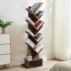 GIANTEX Bibliothèque sur Pied à 10 Niveaux avec Tiroir Amovible,Étagère en Forme Arbre en Bois,Meuble Rangement,38x20x149,5 cm,Café