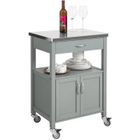 Desserte de Cuisine Roulante SoBuy FKW22-HG Meuble de Rangement Plateau en Acier INOX L60xH92xP44cm