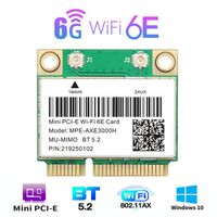 WiFi 6E MPE-AXE3000H - Carte Wifi 6e Ax210hmw Mini Pci-e Intel Ax210, 5374 Mb-s, Bluetooth 5.3, 802.11ax, 2.4