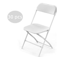 Lot de 30 chaises pliantes en plastique blanc, usage intérieur et extérieur, usage commercial ou domestique, pliable et empilable