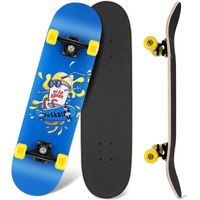 Skateboard  31'' longboard à roulettes 85A Roues PU en 7 Couches érable bois Skate Concave Trick Bleu
