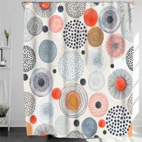 Rideau de Douche Cercles colorés créatifs Tissu Polyester imperméable 180 x 200cm Anneaux Inclus