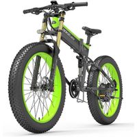 LANKELEISI XT750 Plus Vélo électrique -moteur 1000W-27 vitesses-batterie 17.5-suspension complète-26*4 gros pneus-vert