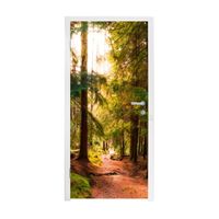 Poster de Porte - MuchoWow - 75x205 cm - Forêt Chemin Arbres Soleil Nature - Vert