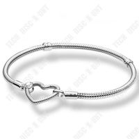 TD® Bracelet en forme de coeur S925 boucle en argent bricolage mode simple ne se décolore pas chaîne en os de serpent