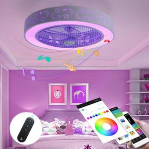 VENTILATEUR DE PLAFOND LED RGB Ventilateur De Plafond Enfant Dimmable Avec Contrôle APP Et Haut-Parleur Bluetooth, Ventilateur Lampe De Plafond Chambre477