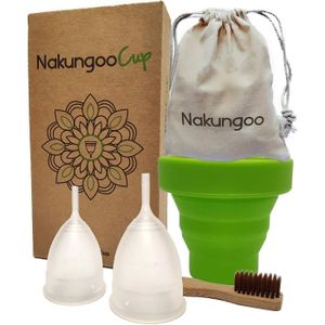 COUPE MENSTRUELLE Hygiène féminine NakungooCup Kit Coupes Menstruelles Certifiées Bio 2 Cup Taille S & L Stérilisateur en Silicone Lavable 749665