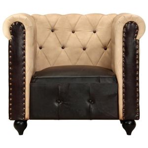 FAUTEUIL Fauteuil Chesterfield Marron Cuir véritable - M061