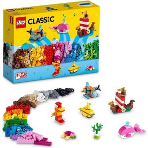 ASSEMBLAGE CONSTRUCTION LEGO® 11018 Classic Jeux Créatifs Dans L’Océan, Boite de Briques, 6 Modèles Miniatures de Bateau, Sous-Marin, Baleine