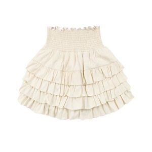 JUPE Harajuku-Mini jupe à volants taille haute pour filles,jupes dégradées moelleuses,jupe courte élégante,Lolita- apricot[C43]