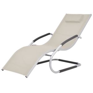 CHAISE LONGUE Chaise longue avec oreiller Aluminium et textilène Crème