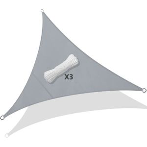VOILE D'OMBRAGE Voile d'ombrage Triangle Imperméable VOUNOT - Gris - 3x3x3m - Anti-UV - Cordes de fixation incluses