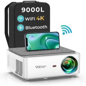 Vidéoprojecteur Videoprojecteur WiFi Bluetooth Full HD 1080P, YABER V6 9000 Lumens Projecteur WiFi Portable Soutiens 4K, Correction Trapezoid