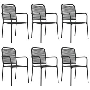 Ensemble table et chaise de jardin WXS - Ensemble à dîner de jardin 7 pcs Noir Corde de coton et acier - DX0184