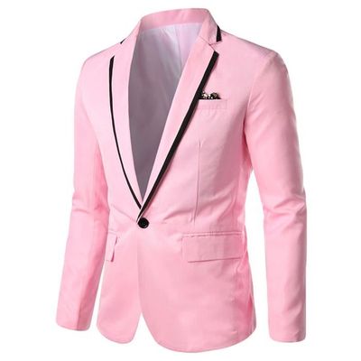 Affaires Solide Elegant Hommes Occasionnels Blazer Mariage Parti Outwear Manteau Tops Costume L Rose Achat Vente Costume Tailleur Cdiscount