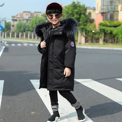 Doudoune Gar on de Marque avec duvet mi longue Doudoune paississant capuche parka