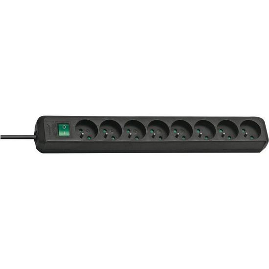 Brennenstuhl Multiprise ECO-LINE Noire - 8 prises et 3m de câble