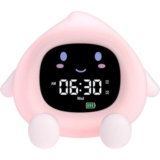 Réveil éducatif YISSVIC – Pêche En Silicone – 2 Alarmes – Icônes Éveillé/Endormi – Lumière 7 Couleurs – Recharge USB-C