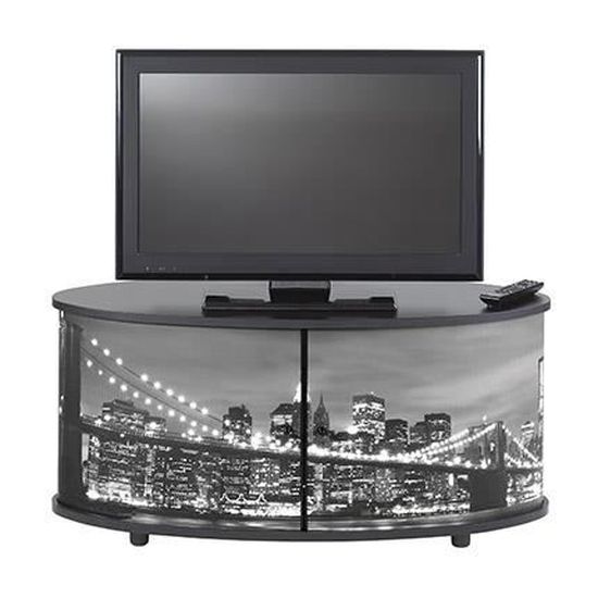 Meuble Tv Noir New York Cdiscount Maison