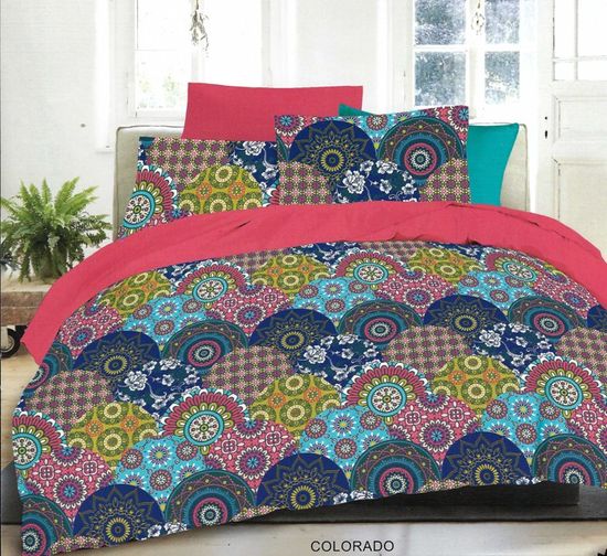 Parure De Lit 4 Pièces Microfibre Avec Dentelle - Double, Brume Marine, Drap Housse & Taies