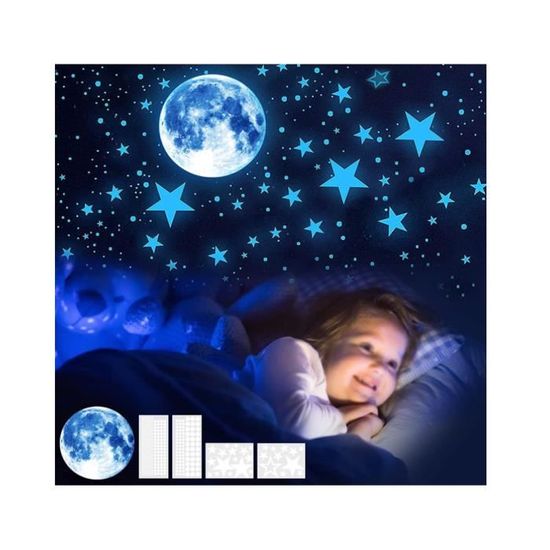 Stickers Étoiles Phosphorescentes Pour Plafond - Autocollants Lune Et Étoiles Lumineux - Décoration Chambre Enfant