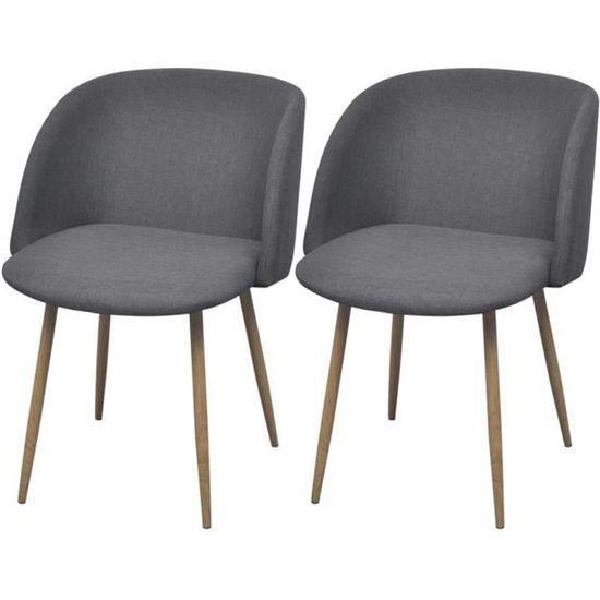#29414 2 x Chaises de salle à manger Professionnel - Chaise de cuisine Chaise Scandinave - Gris foncé Tissu Parfait