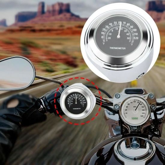 Compteur,Horloge étanche pour moto Chromé avant, montage sur guidon,  thermomètre température de 7-8  22mm, Instruments de montre - Cdiscount  Auto